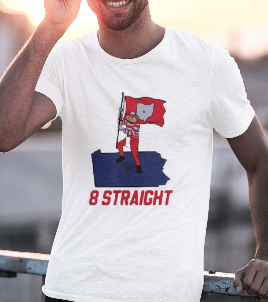 Ohio State Buckeyes Brutus Holding Flag 8 Straight T-Shirt