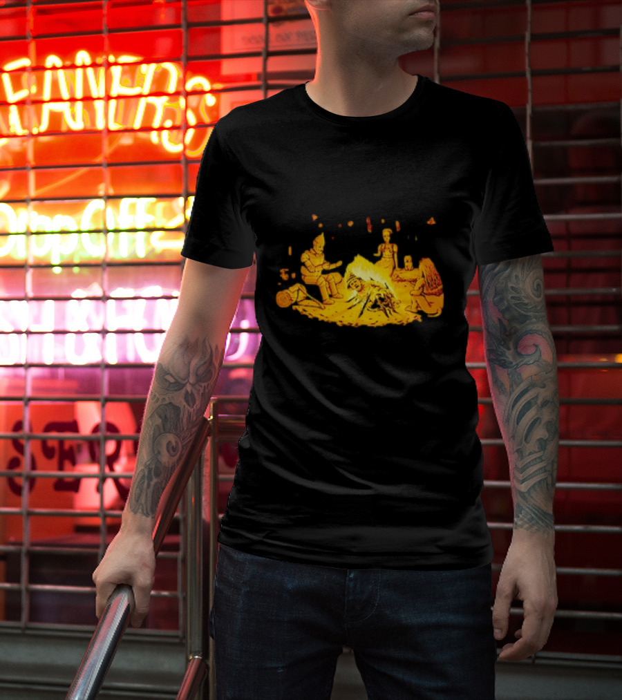 Cisco Ramon Campfire Wizard Of Oz Characters Marshmallow Roasting Scene T-Shirt