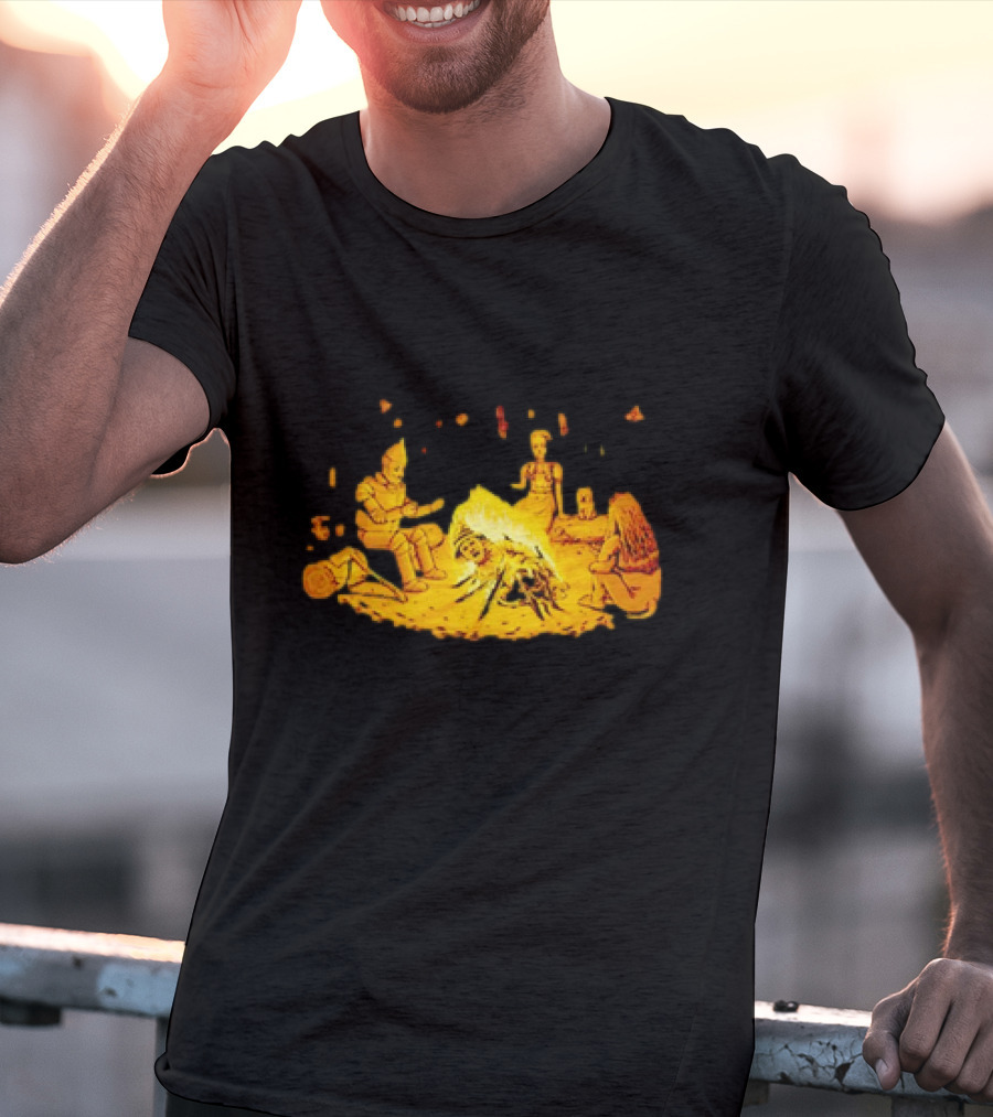 Cisco Ramon Campfire Wizard Of Oz Characters Marshmallow Roasting Scene T-Shirt