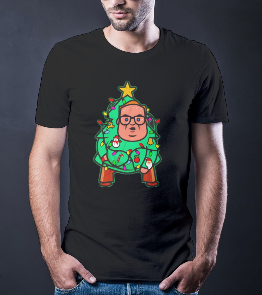 Foley Christmas Tree Lights Cartoon Character With Star And Decorated Ornaments T-Shirt