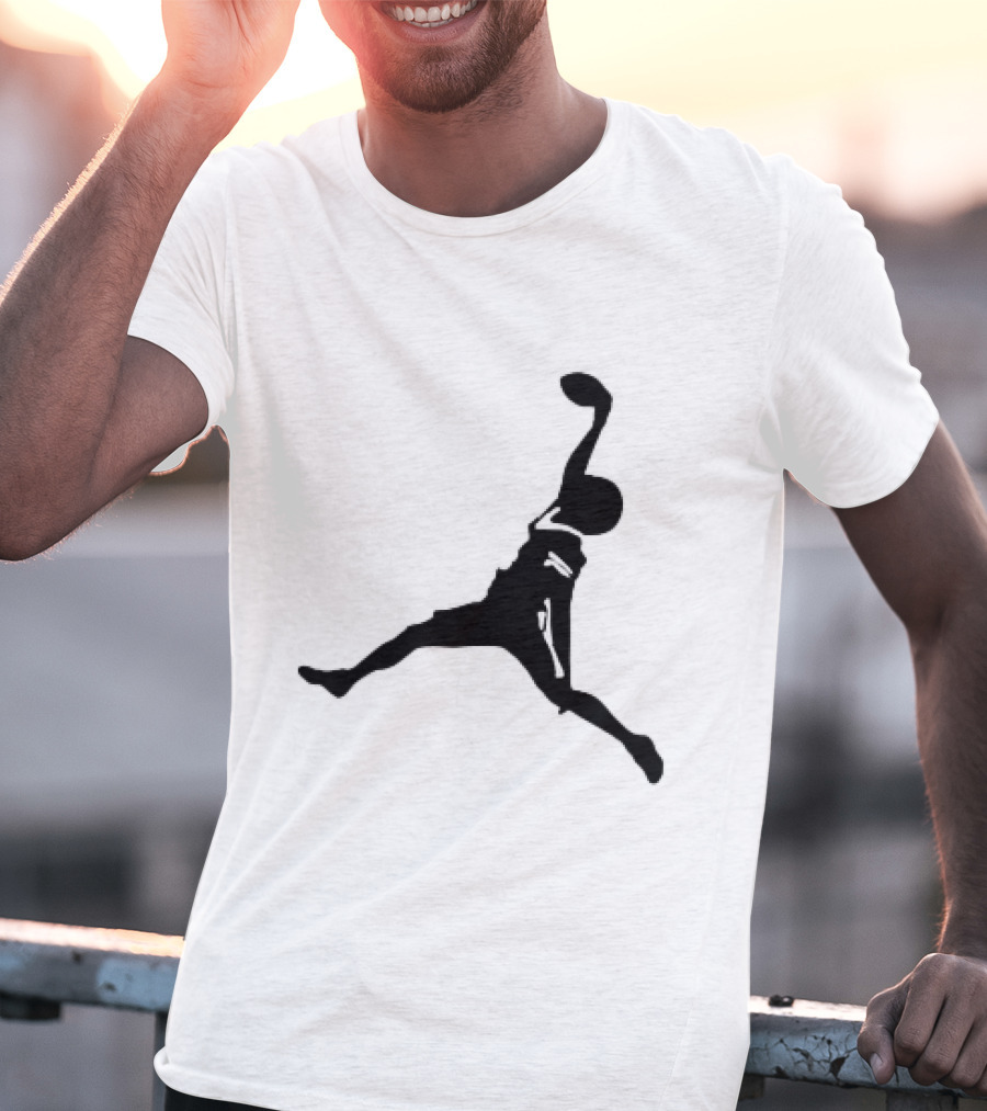 GW Catch Jump Silhouette Football Player T-Shirt