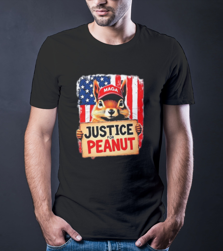 Justice For Peanut The Squirrel MAGA American Flag T-Shirt