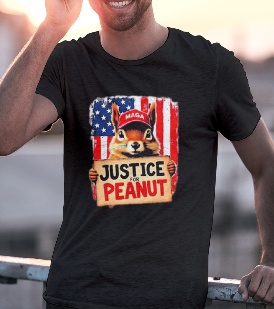 Justice For Peanut The Squirrel MAGA American Flag T-Shirt