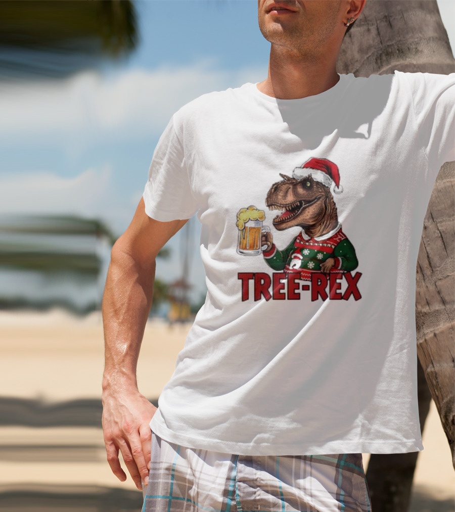 Christmas Tree-Rex Ugly Sweater Merry Beer Dinosaur Trex T-Shirt