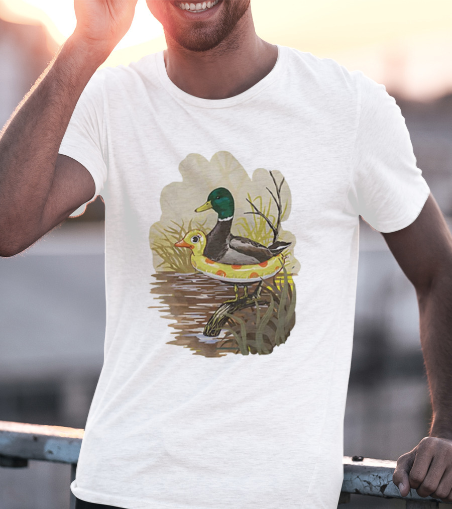 Duck In Training With Swim Ring By Pond T-Shirt