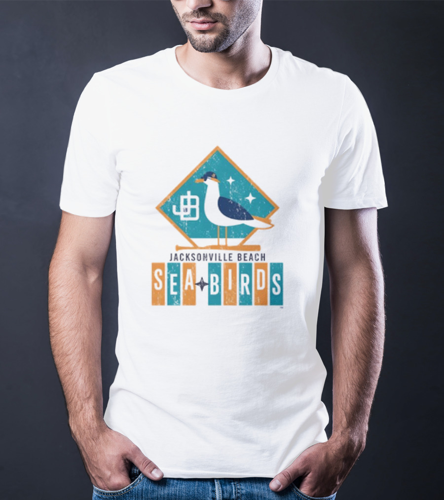 Hometown Collection Jacksonville Beach Sea Birds Logo With Geometric Diamond And Stylized Seagull T-Shirt