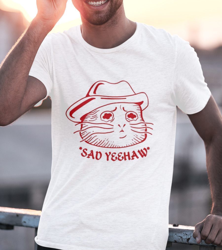 Sad Cat In Cowboy Hat Sad Yeehaw T-Shirt