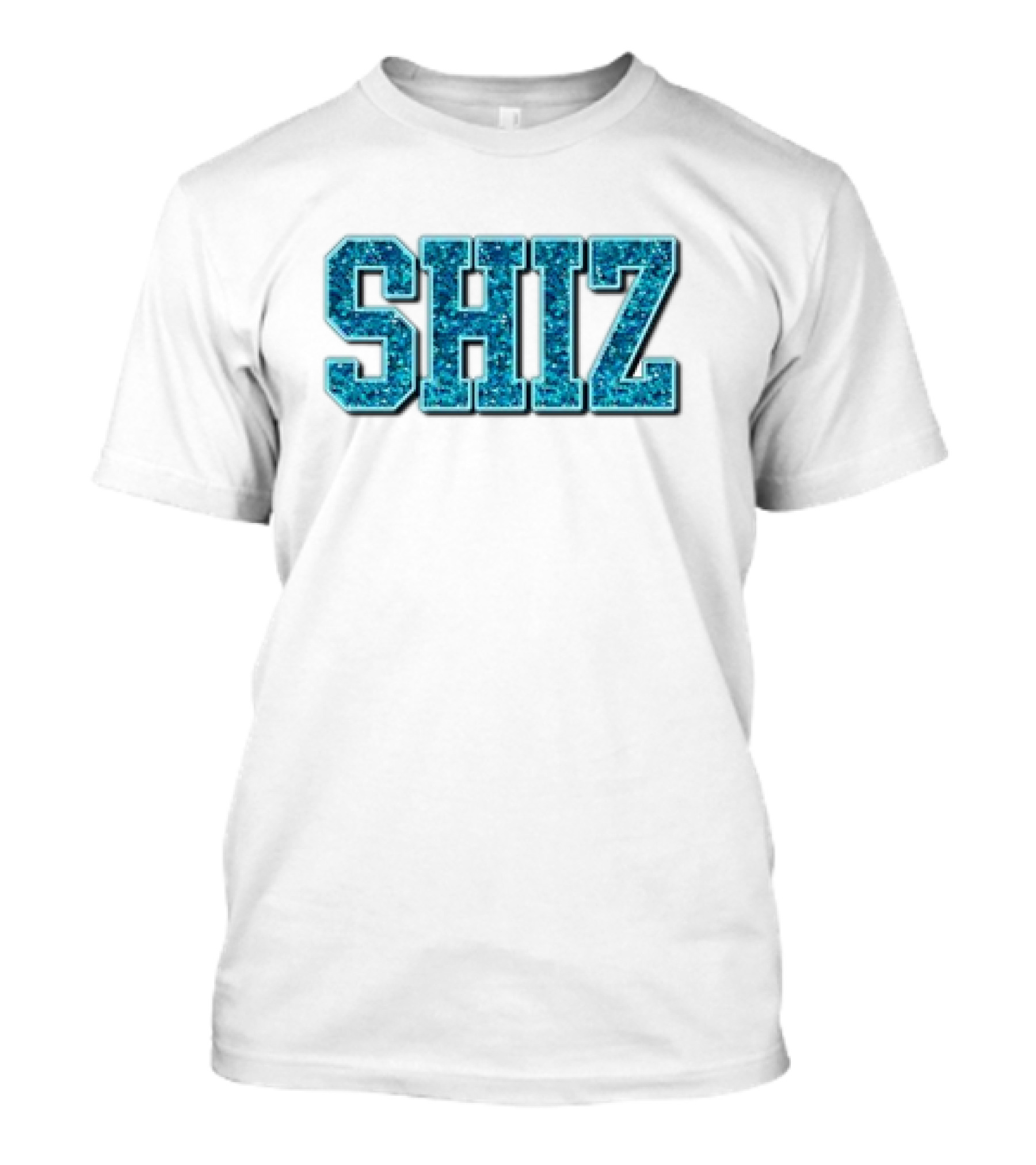 SHIZ Glitter Bold Blue Text T-Shirt