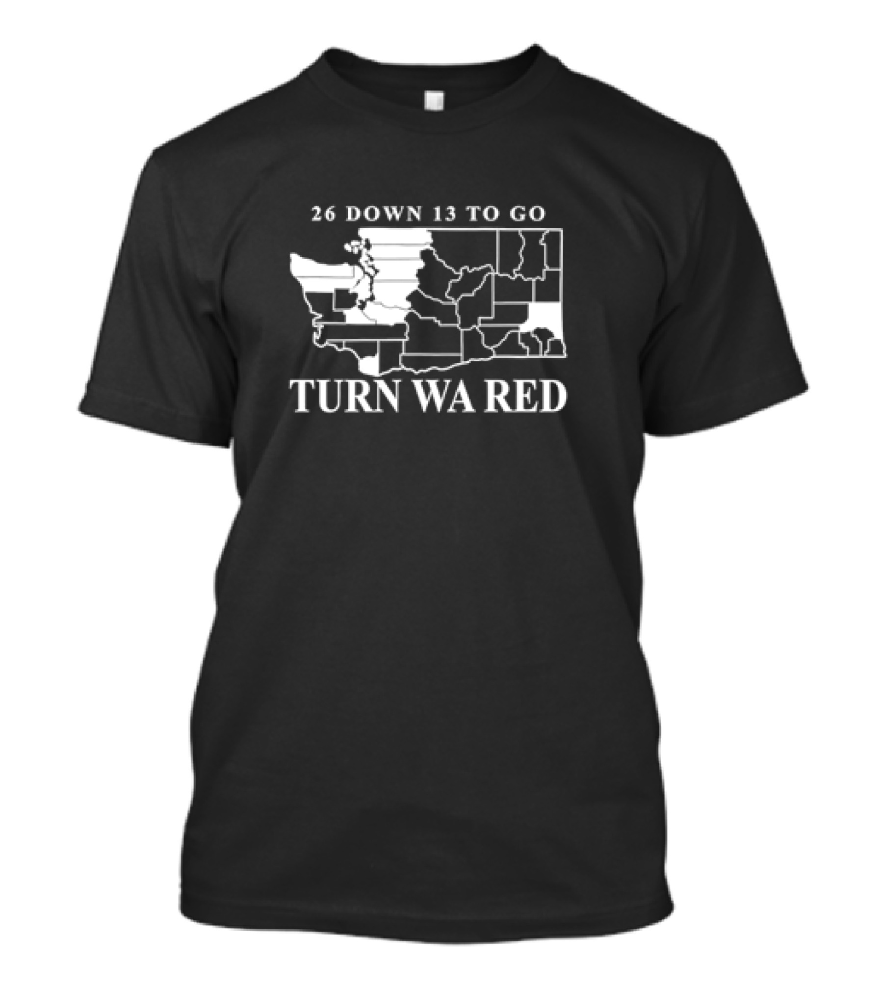 26 Down 13 To Go Turn WA Red Washington State Map T-Shirt