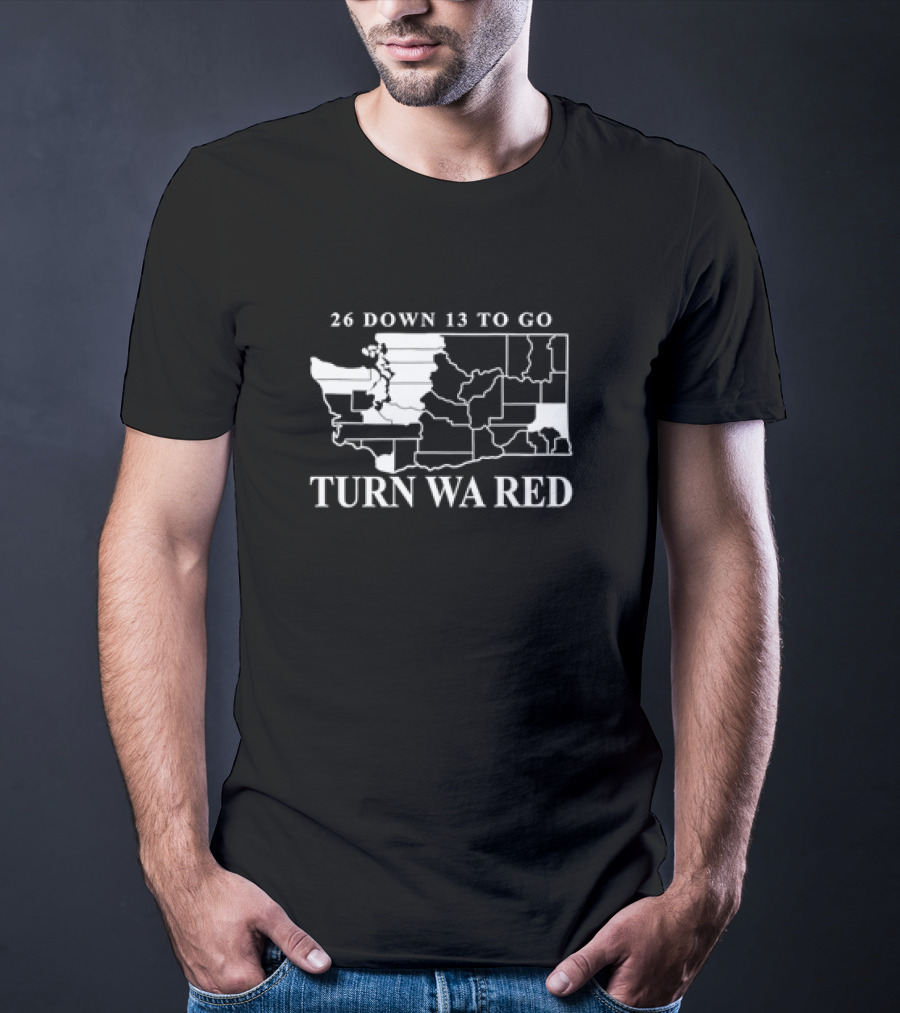 26 Down 13 To Go Turn WA Red Washington State Map T-Shirt