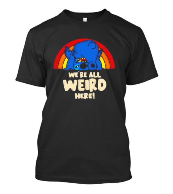 Stitch We're All Weird Here Rainbow T-Shirt