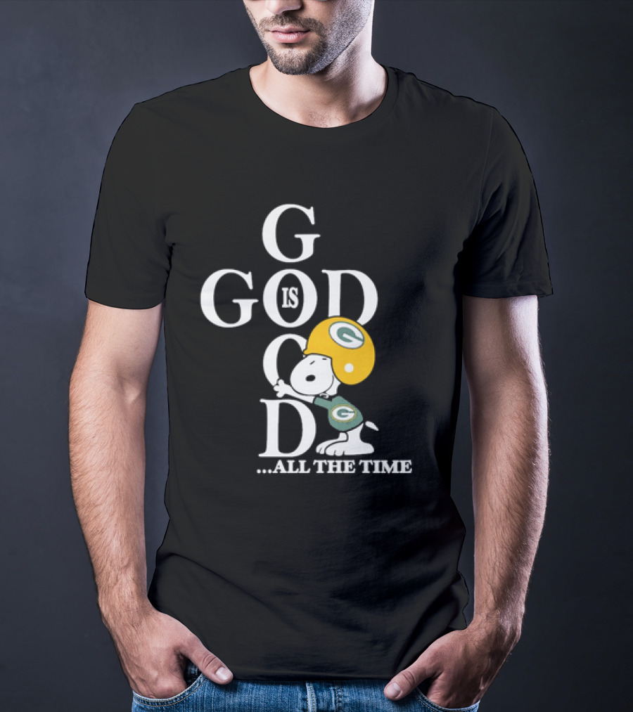 Green Bay Packers Snoopy God Is Good All The Time Football Helmet T-Shirt