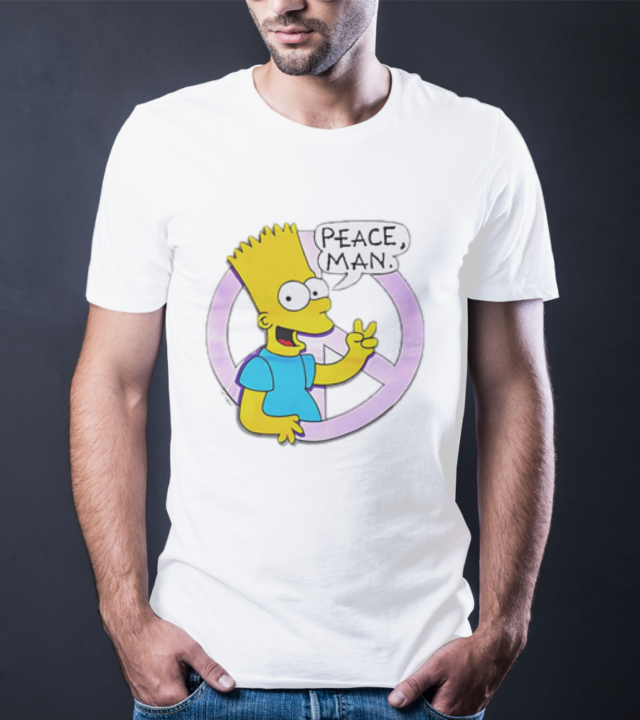 Bart Simpson Peace Man Vintage Iconic Character T-Shirt
