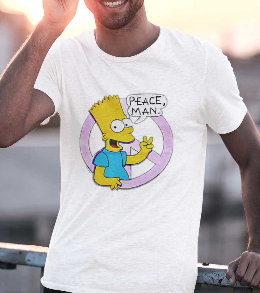 Bart Simpson Peace Man Vintage Iconic Character T-Shirt