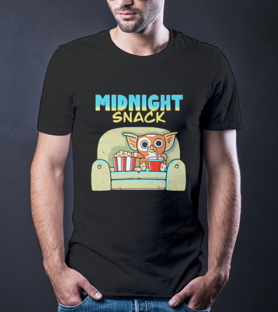 Midnight Snack Mogwai Relaxing On Couch With Popcorn And Soda T-Shirt