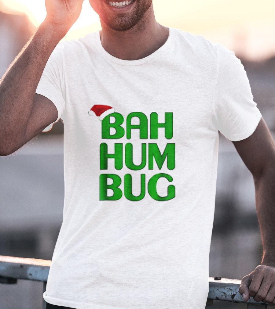 Bah Hum Bug Christmas Text With Santa Hat T-Shirt