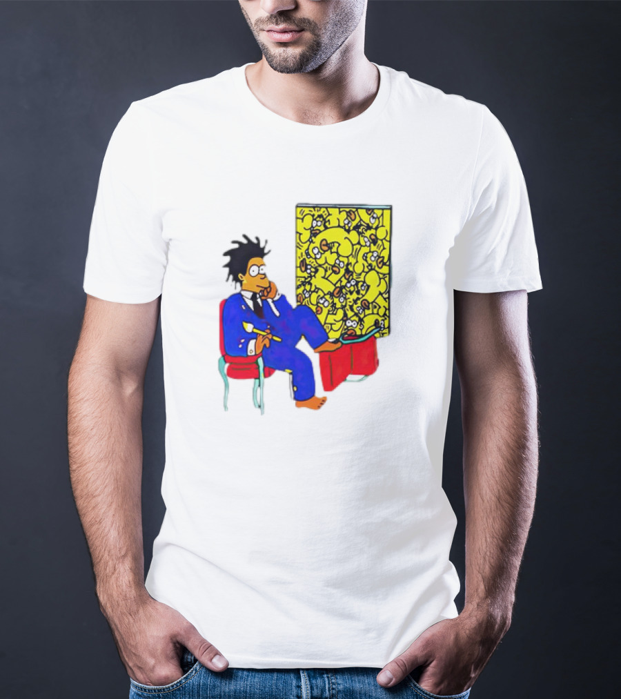 The Simpsons Jay-Z Cartoon Style Art With Basquiat Sitting On Red Chair T-Shirt