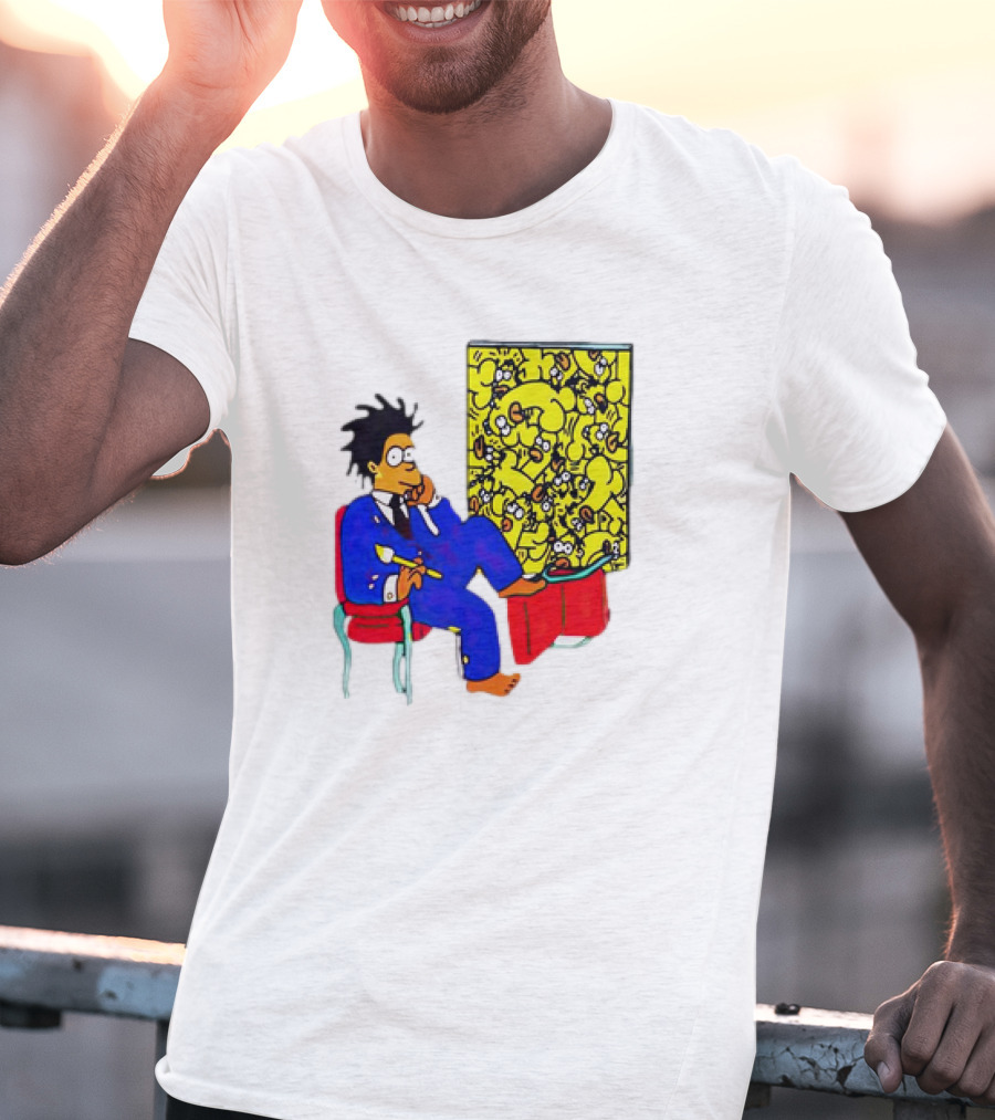 The Simpsons Jay-Z Cartoon Style Art With Basquiat Sitting On Red Chair T-Shirt