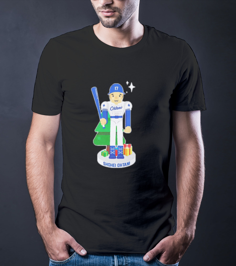Shohei Ohtani Los Angeles Dodgers MLBPA Christmas Nutcracker With Tree And Gifts T-Shirt