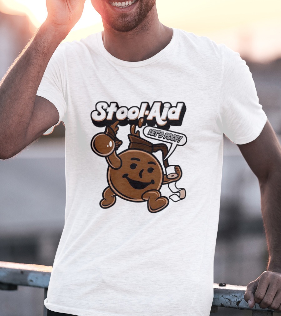 Stool-Aid Let's Poop Toilet Paper Bowl Brown Cartoon T-Shirt