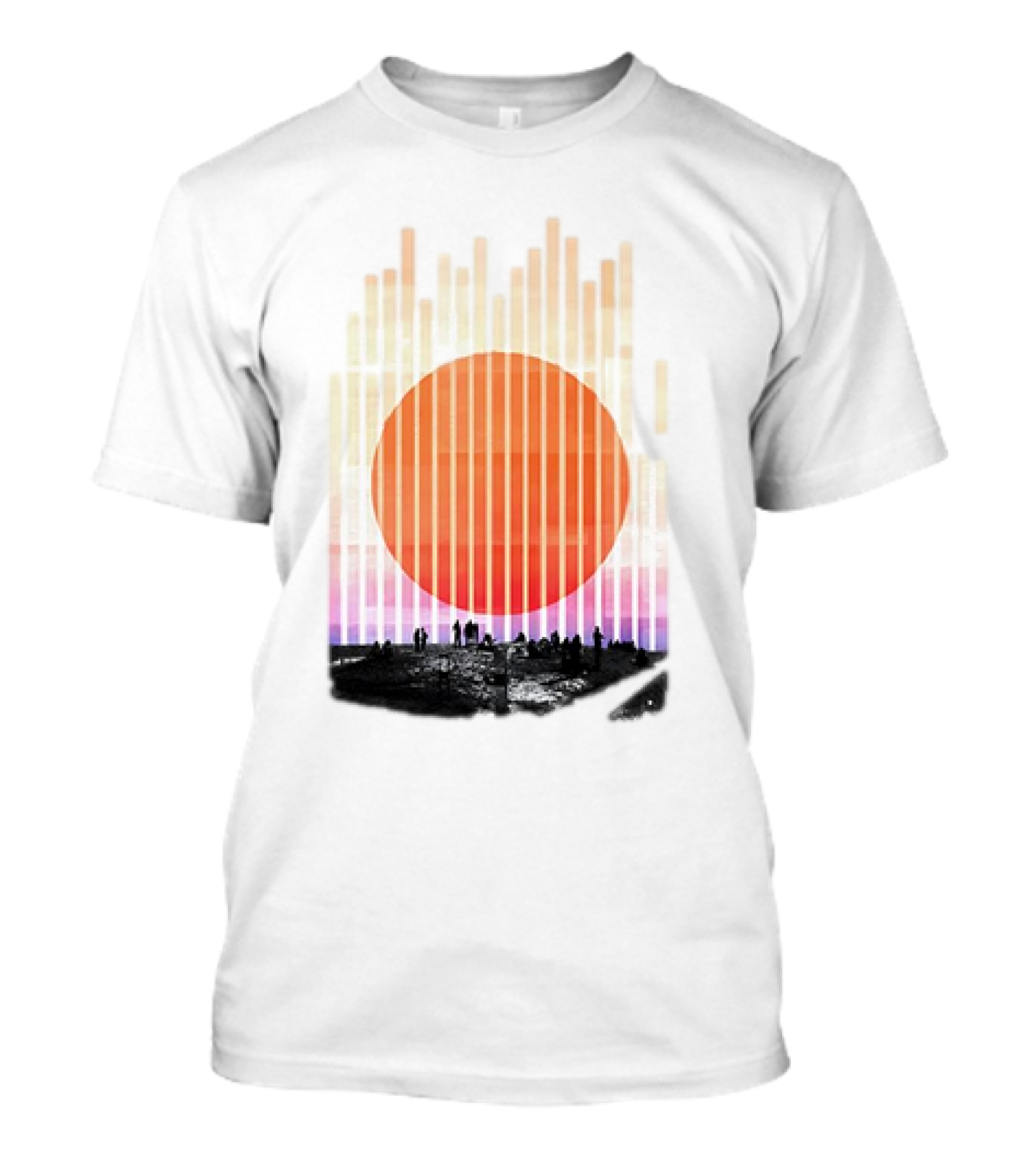 Stripe And Sun Vintage Sunset Silhouette On Horizon T-Shirt