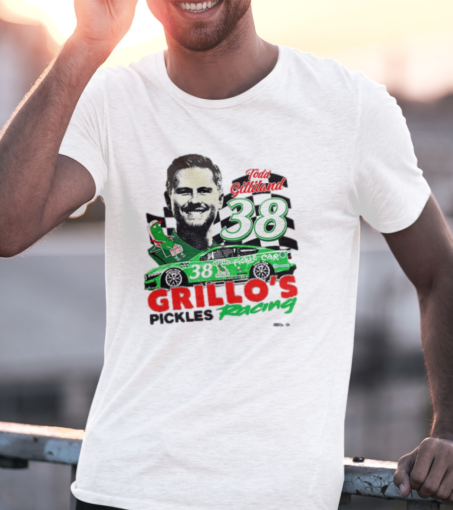 Todd Gilliland 38 Grillo's Pickles Racing Car Checkered Flag Sports T-Shirt