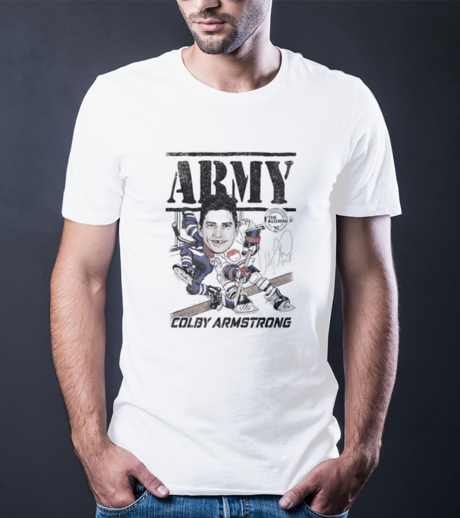 ARMY Colby Armstrong Hockey Caricature The Alumni Signature T-Shirt