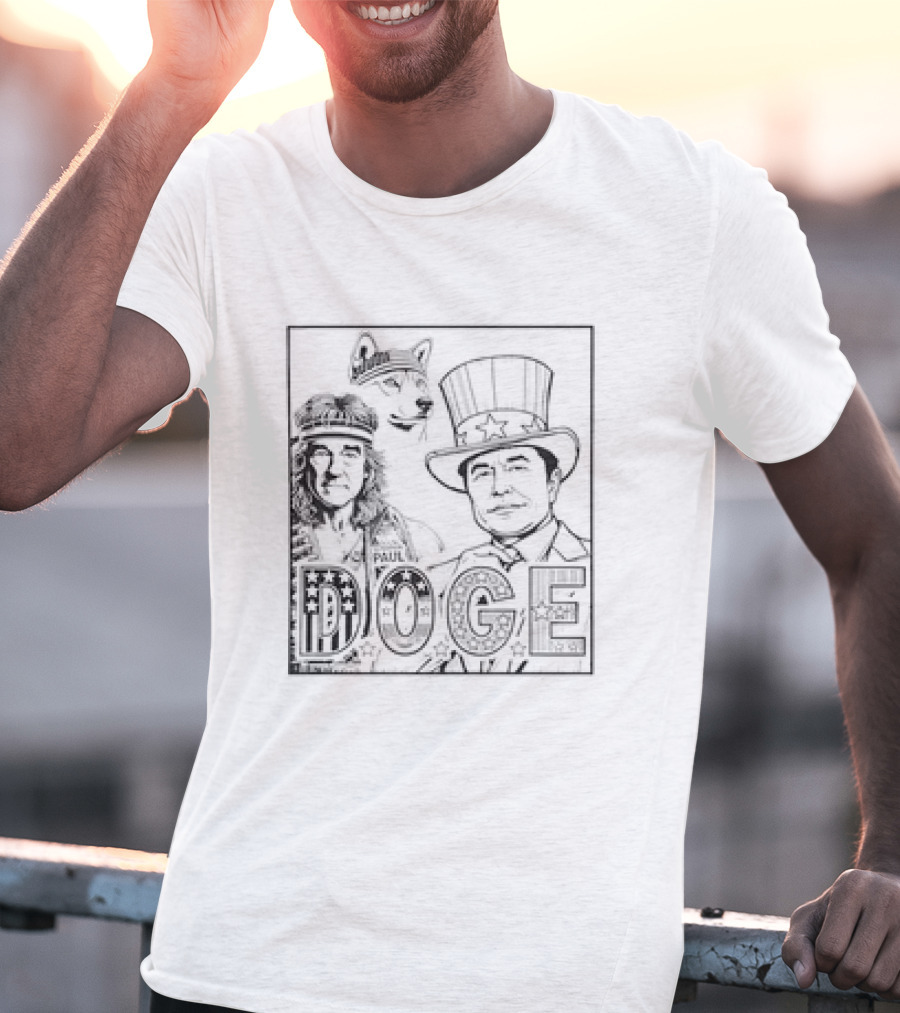 D.O.G.E Vintage USA Elon Musk Ron Paul All-American Doge T-Shirt