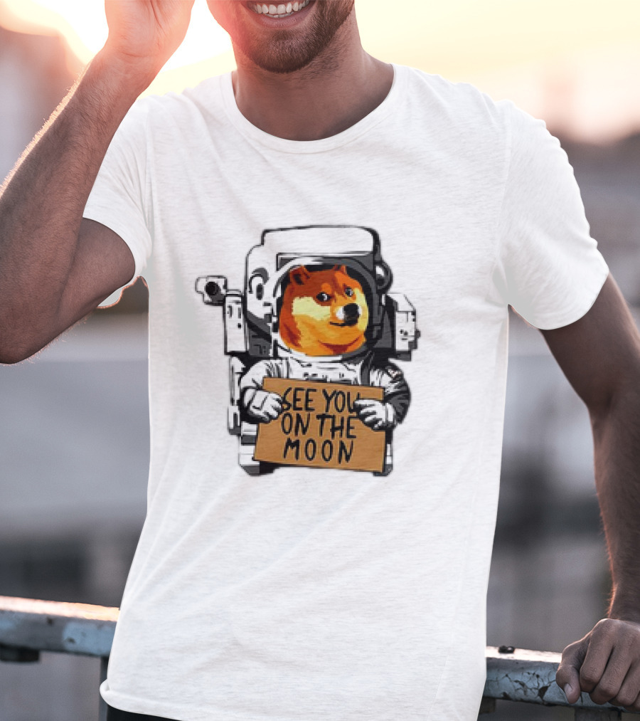 See You On The Moon Dogecoin Doge Holder Cryptocurrency Meme Astronaut T-Shirt
