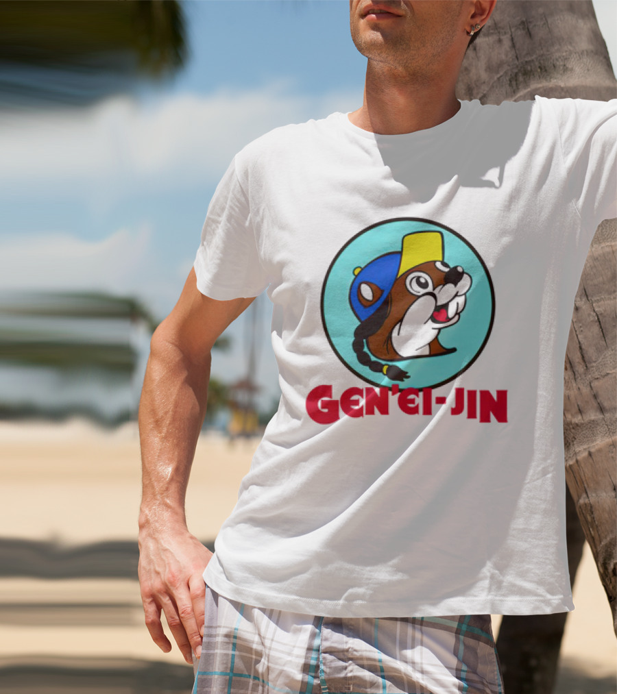 Buc-Ees Gen'ei-Jin Cap-Wearing Beaver Circle T-Shirt