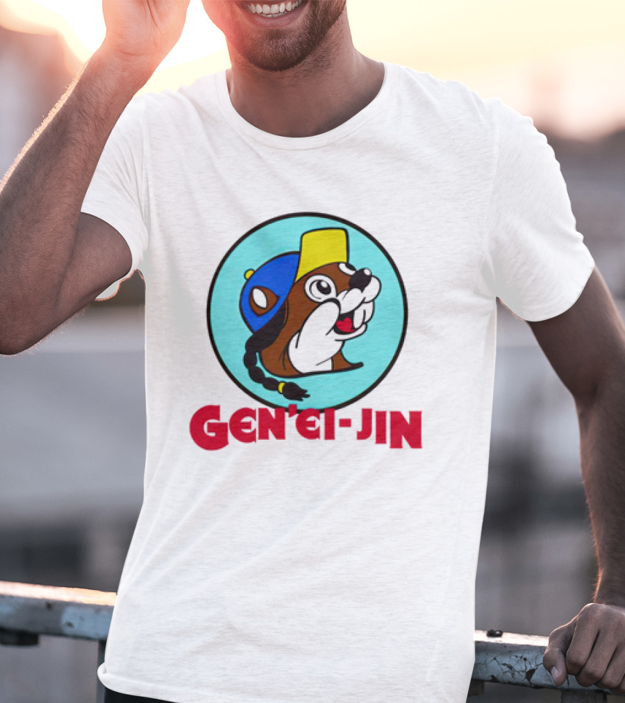 Buc-Ees Gen'ei-Jin Cap-Wearing Beaver Circle T-Shirt