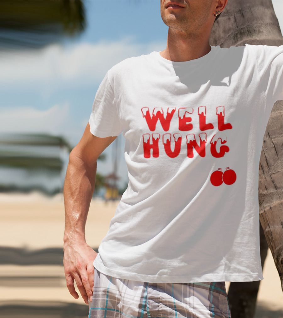 Well Hung Red Christmas Balls Snow-Capped Letters T-Shirt