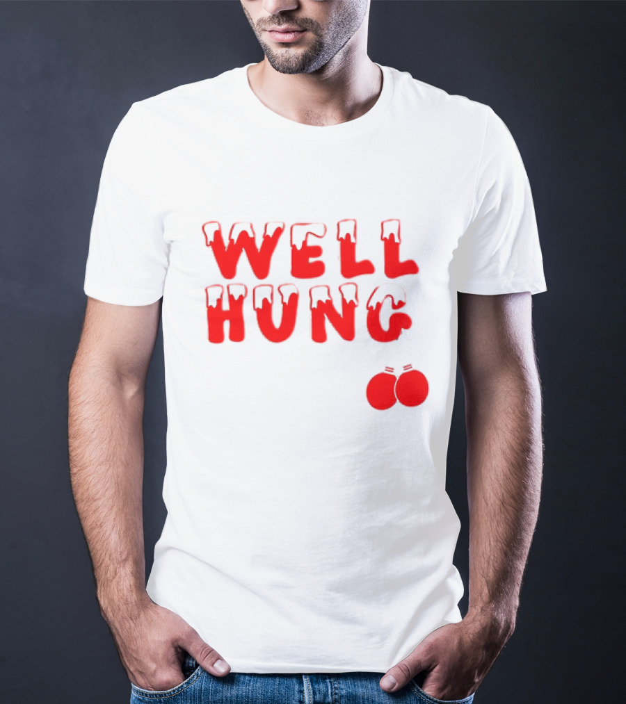 Well Hung Red Christmas Balls Snow-Capped Letters T-Shirt