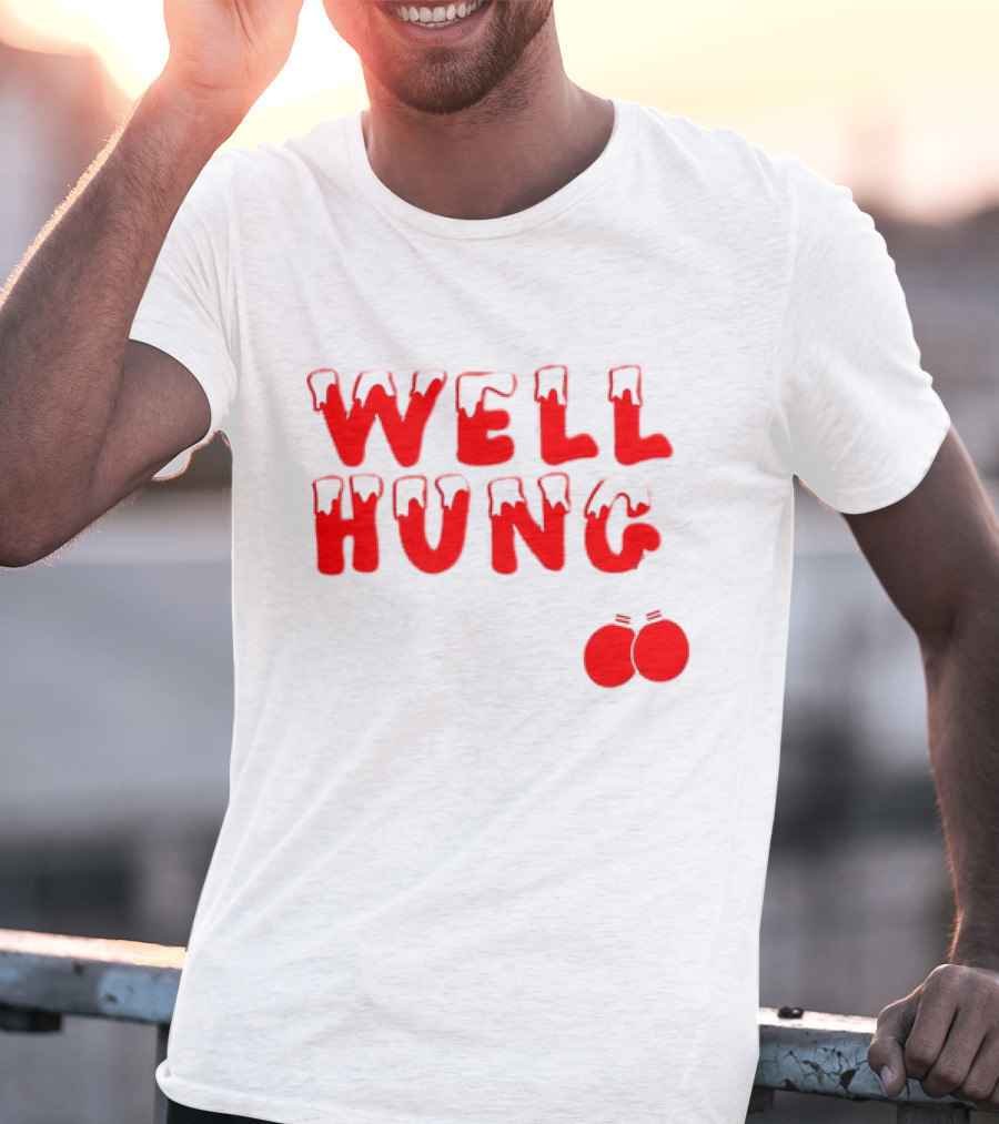 Well Hung Red Christmas Balls Snow-Capped Letters T-Shirt