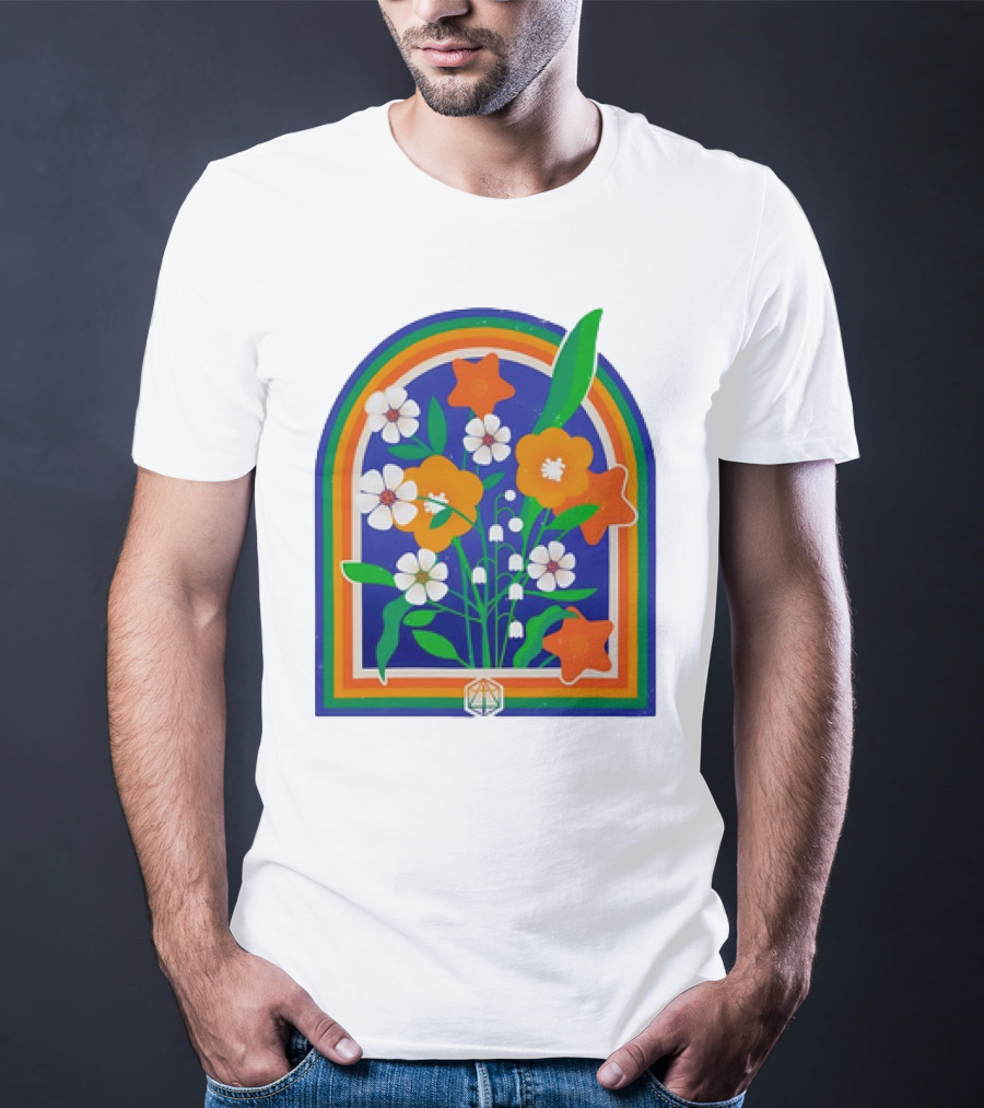 Critical Role Hope Blooms Floral Design Rainbow Border Blossoms T-Shirt