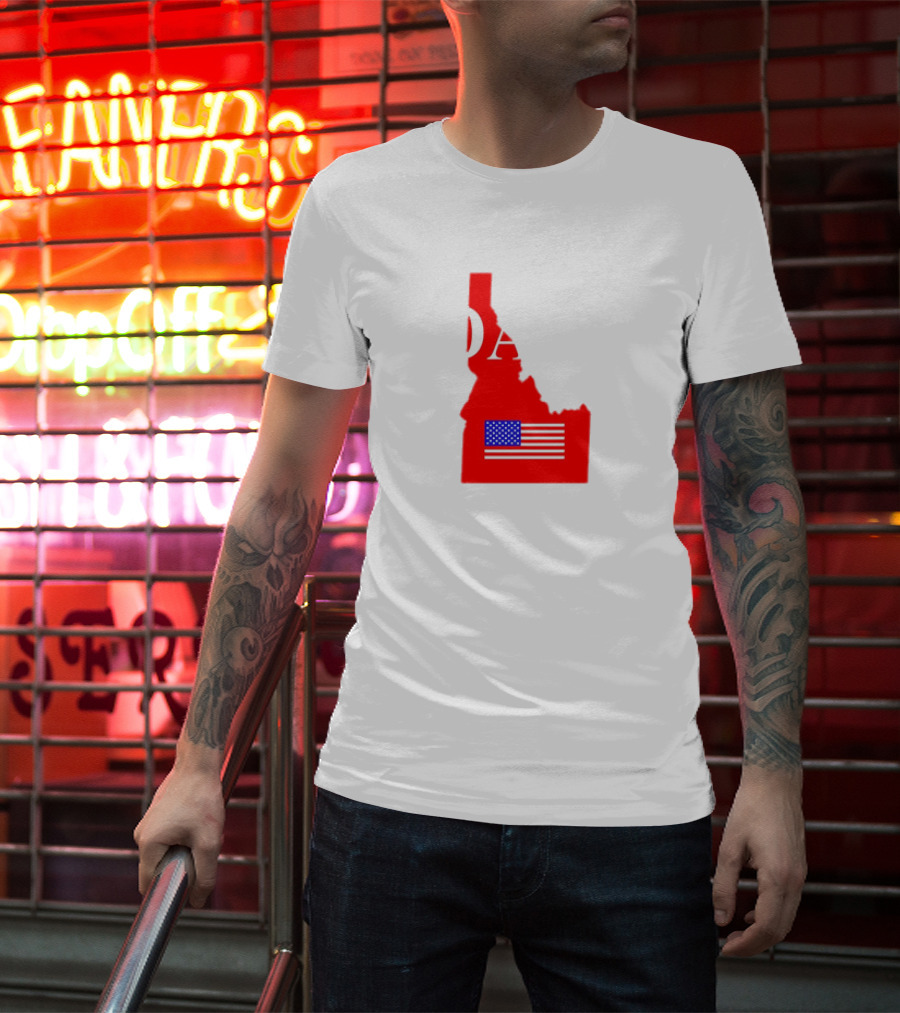 Don’t California My Idaho Red State Outline With American Flag T-Shirt