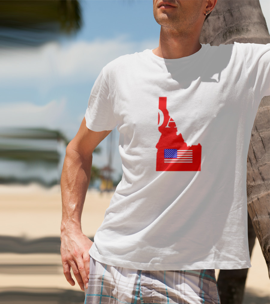 Don’t California My Idaho Red State Outline With American Flag T-Shirt