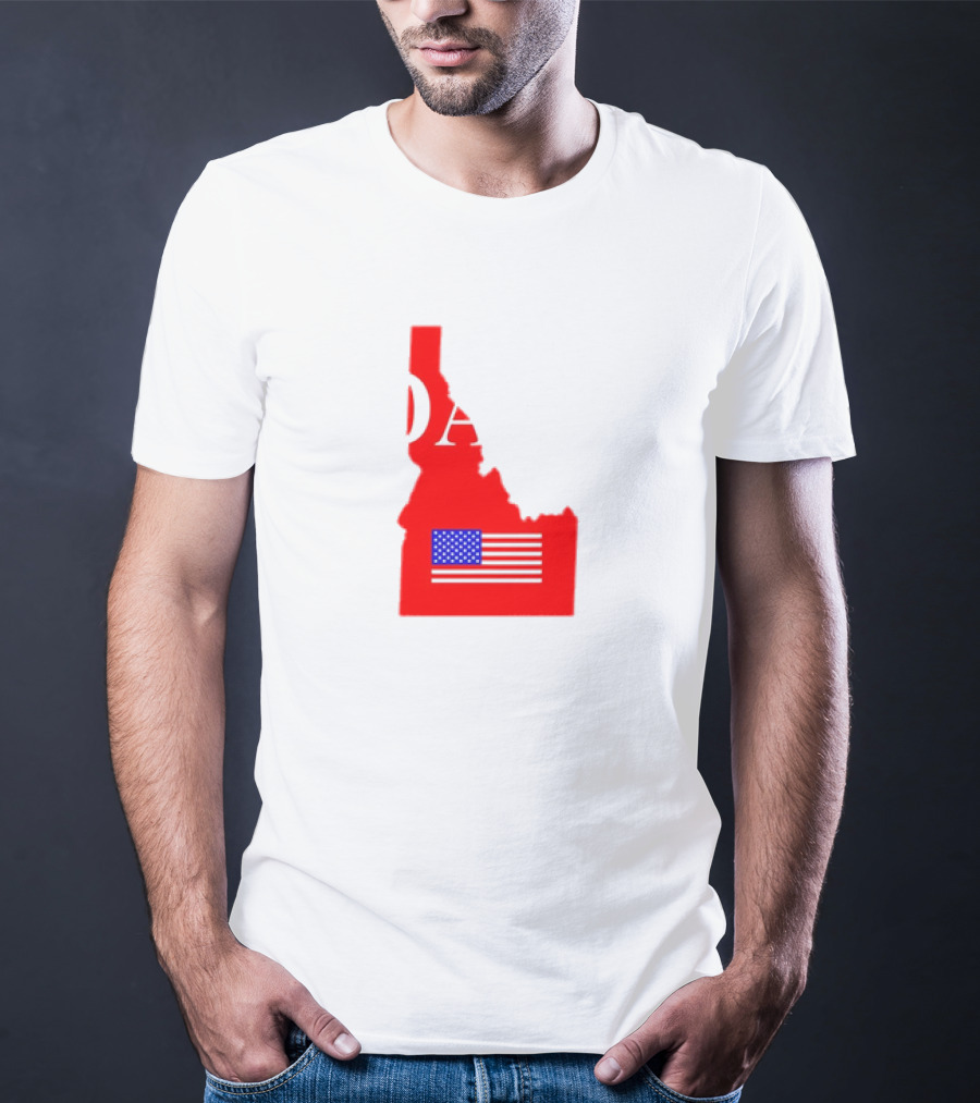 Don’t California My Idaho Red State Outline With American Flag T-Shirt