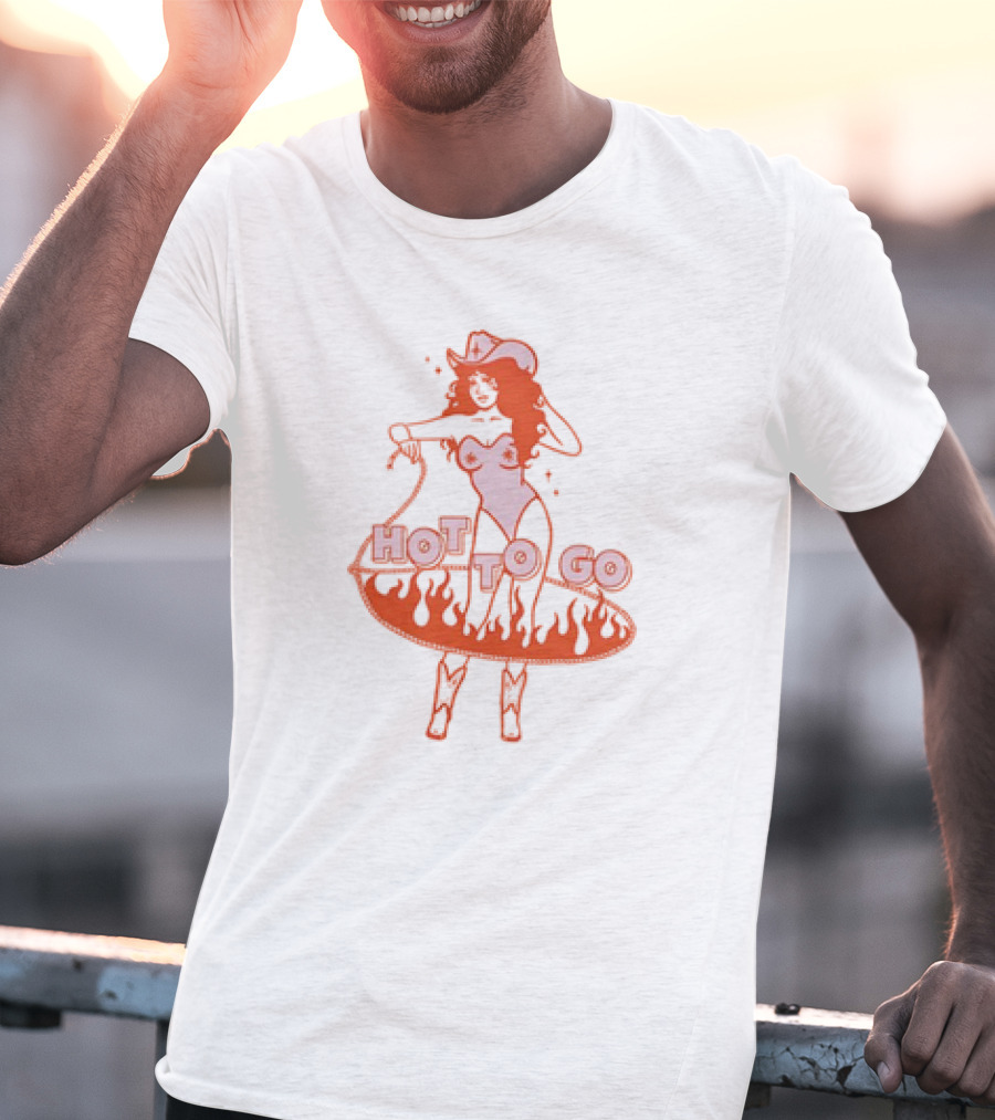 Hot To Go Cowgirl Flames And Lasso T-Shirt
