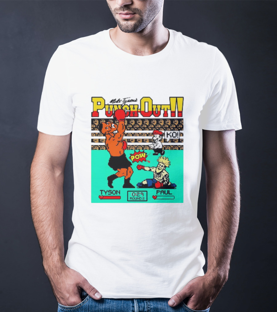 Mike Tyson’s Punch-Out KO Tyson POW Paul Round 2 Retro Game Boxing Match T-Shirt