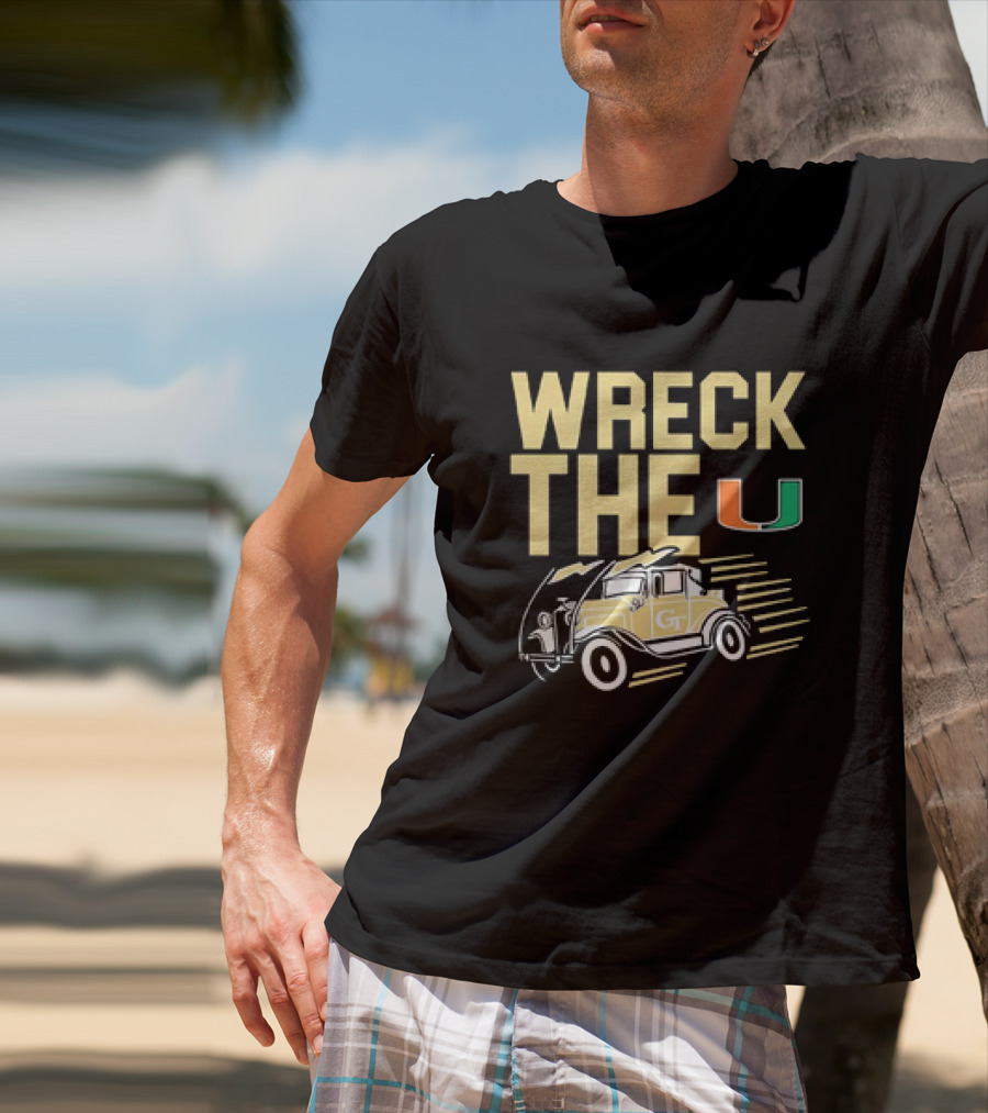 Wreck The U Georgia Tech Yellow Jackets GT Vintage Car Miami T-Shirt