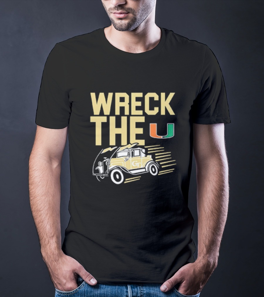 Wreck The U Georgia Tech Yellow Jackets GT Vintage Car Miami T-Shirt