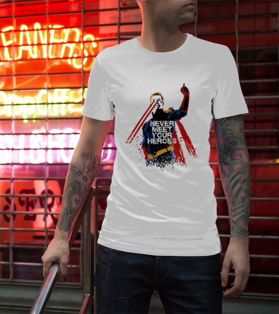Never Meet Your Heroes Meme Laser Vision Superhero Approval Concept T-Shirt