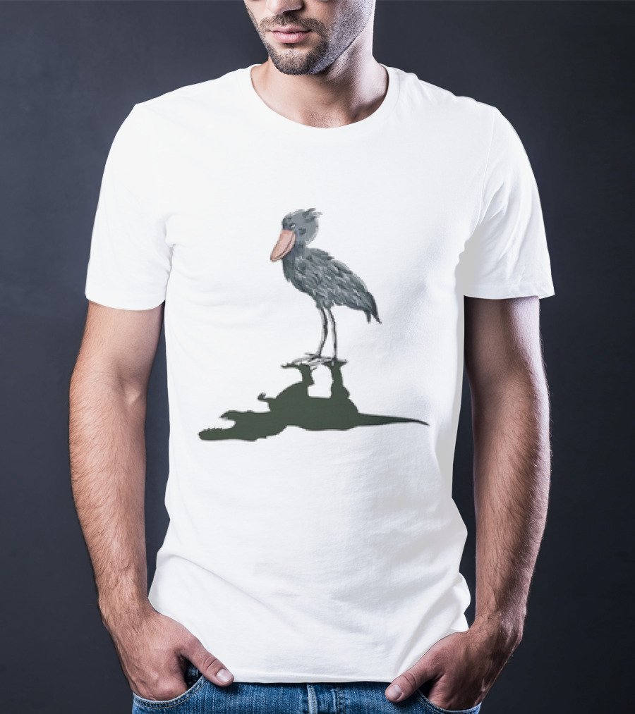 Shoebill Stork With Dinosaur Shadow Meme T-Shirt