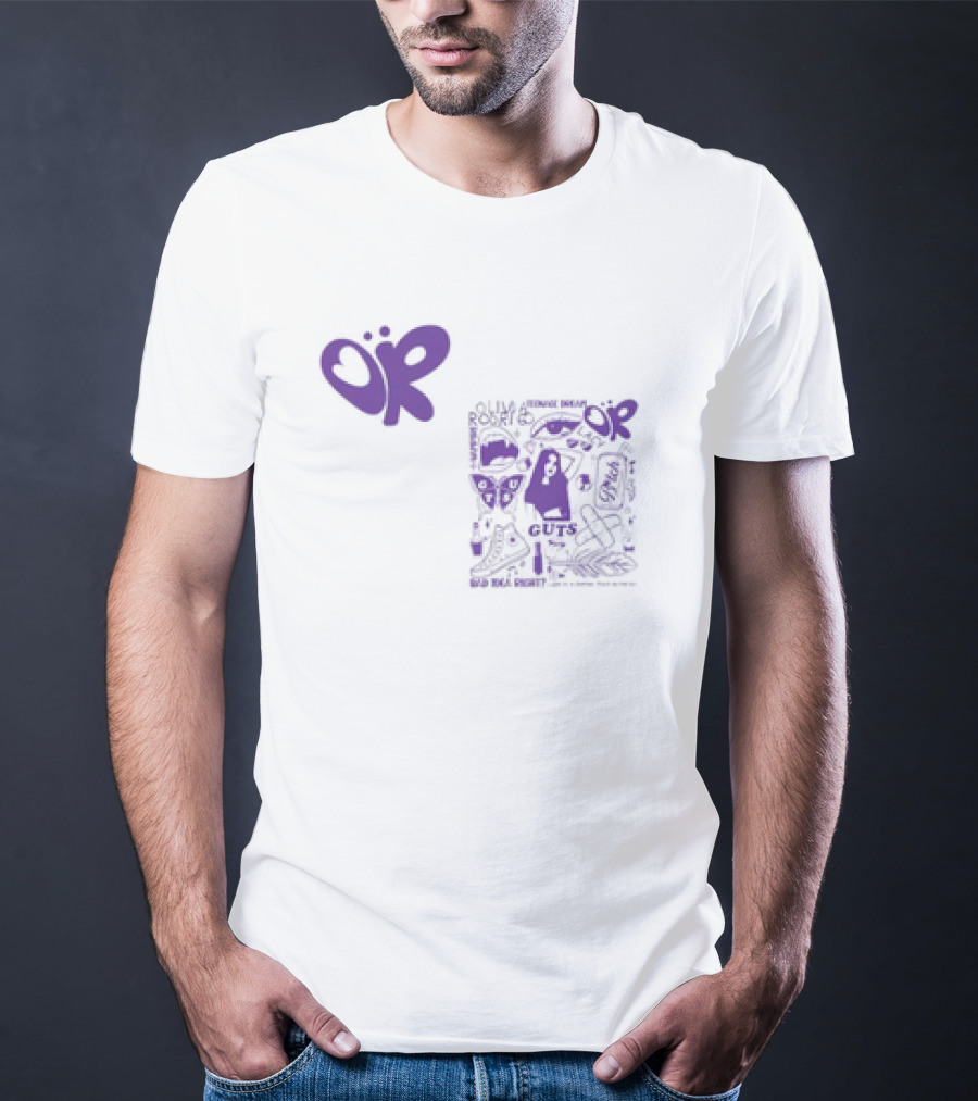 Olivia Rodrigo OR Guts Teenage Dream Sour Real Power Image Bomb Rib Cage Map Butterfly T-Shirt