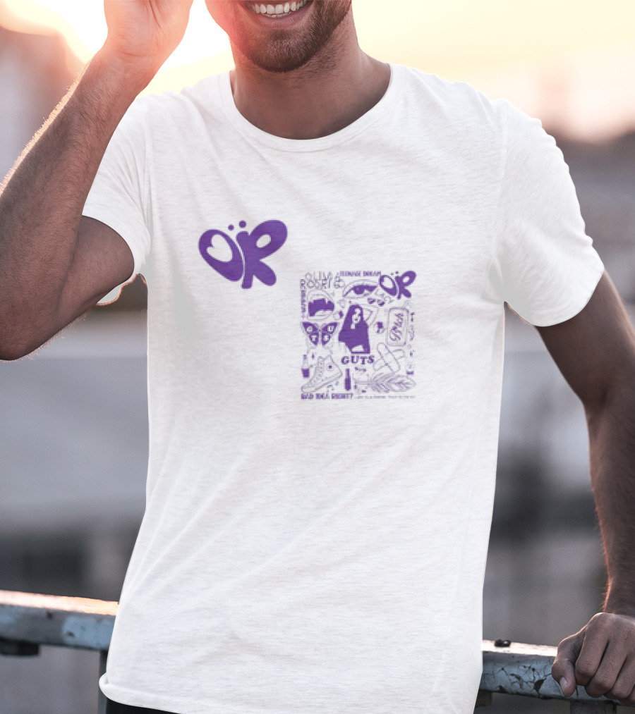 Olivia Rodrigo OR Guts Teenage Dream Sour Real Power Image Bomb Rib Cage Map Butterfly T-Shirt