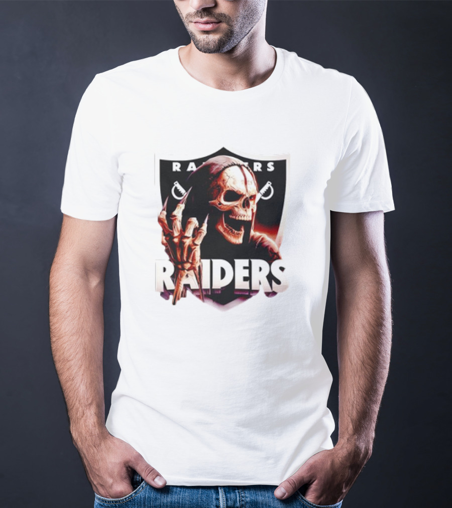 Skeleton Raiders Shield With Crossed Swords T-Shirt