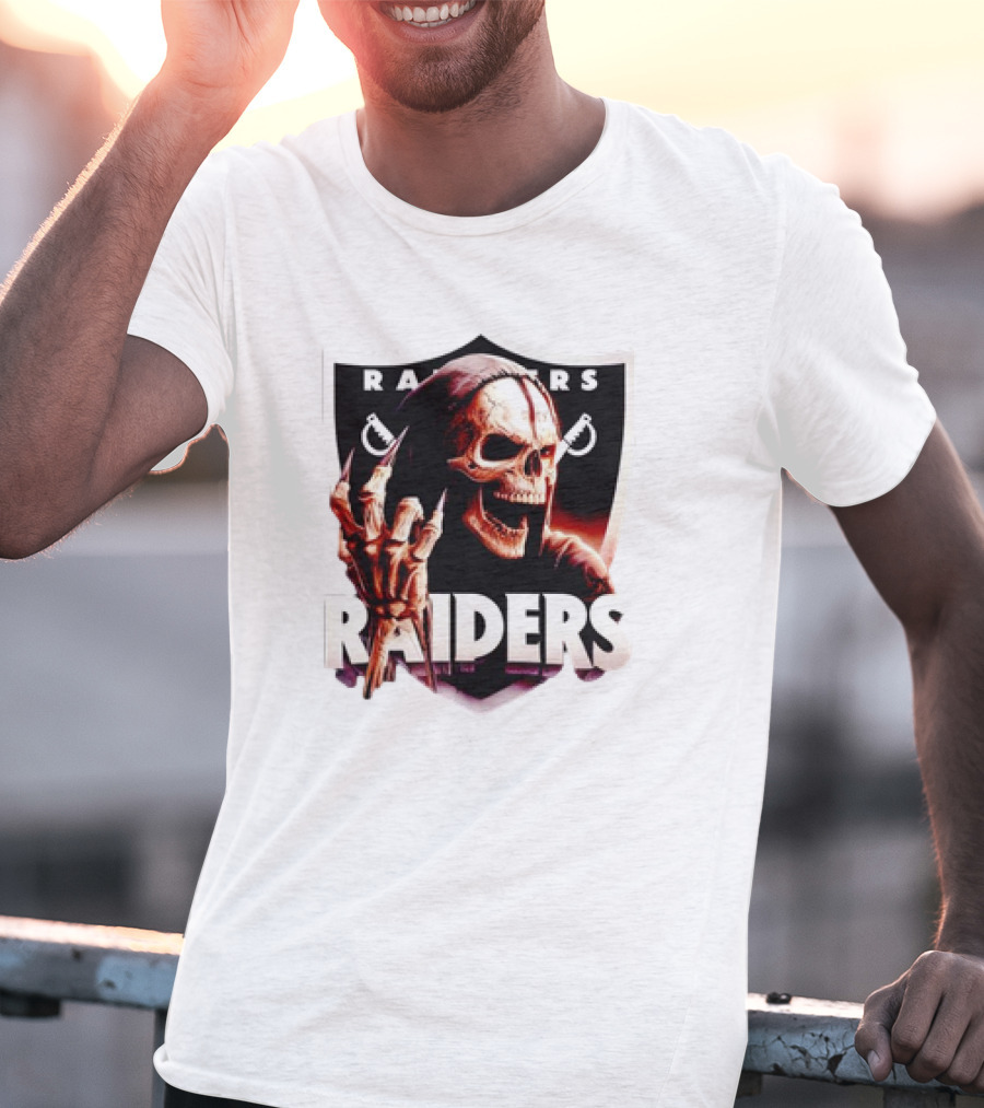 Skeleton Raiders Shield With Crossed Swords T-Shirt