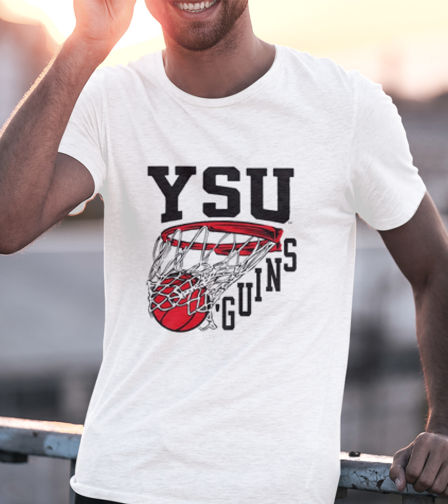 YSU Guins Basketball Hoop Retro T-Shirt