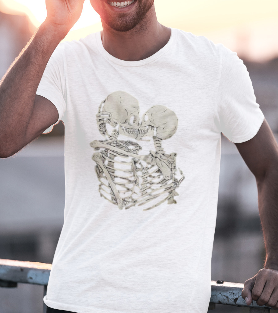 Skeletons Kissing Embrace T-Shirt